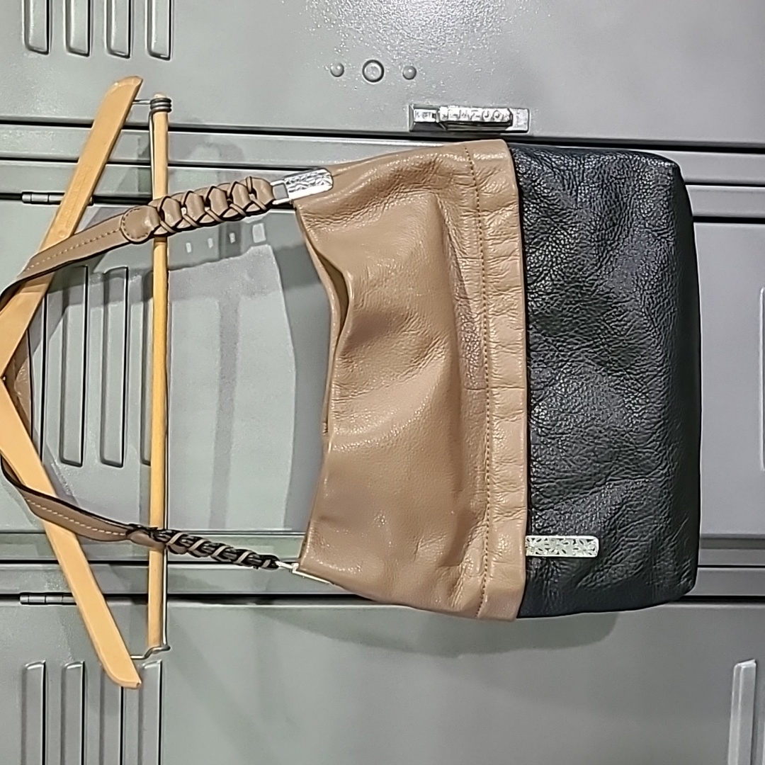 Brighton Tan And Black Leather Shoulder Purse